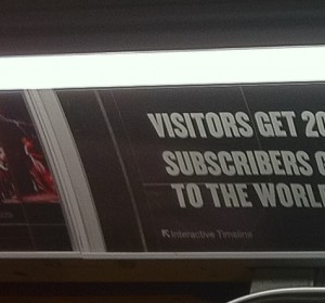 interactiveTimeline from NY times ad in NYC subway